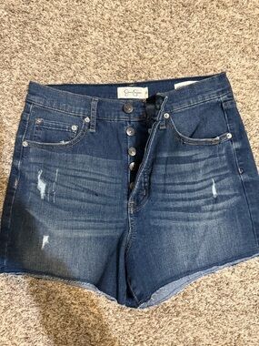 Jessica Simpson Dark Blue Distressed Denim Jean Shorts